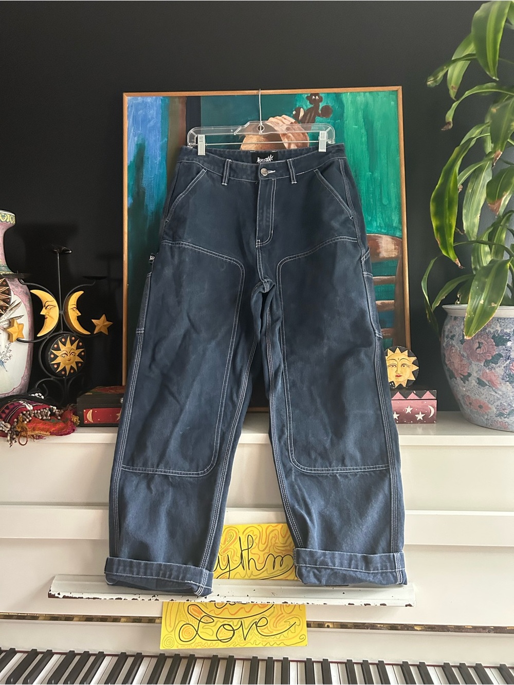 Welcome Skateboards Carpenter Pants Size 32 Wide Leg Navy